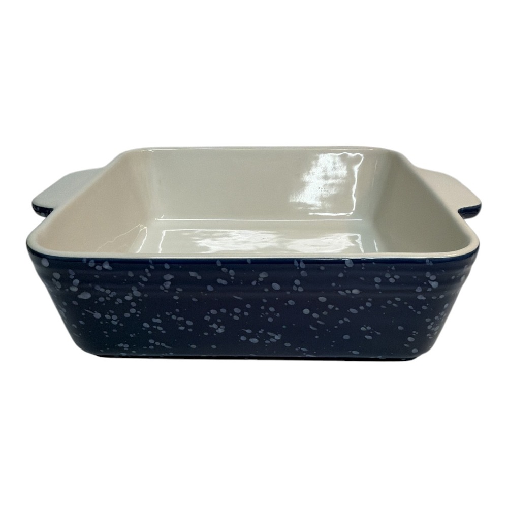 KOOV Ceramic Baking Square Speckled Blue 8.5"x8.5" Casserole Dishes EUC